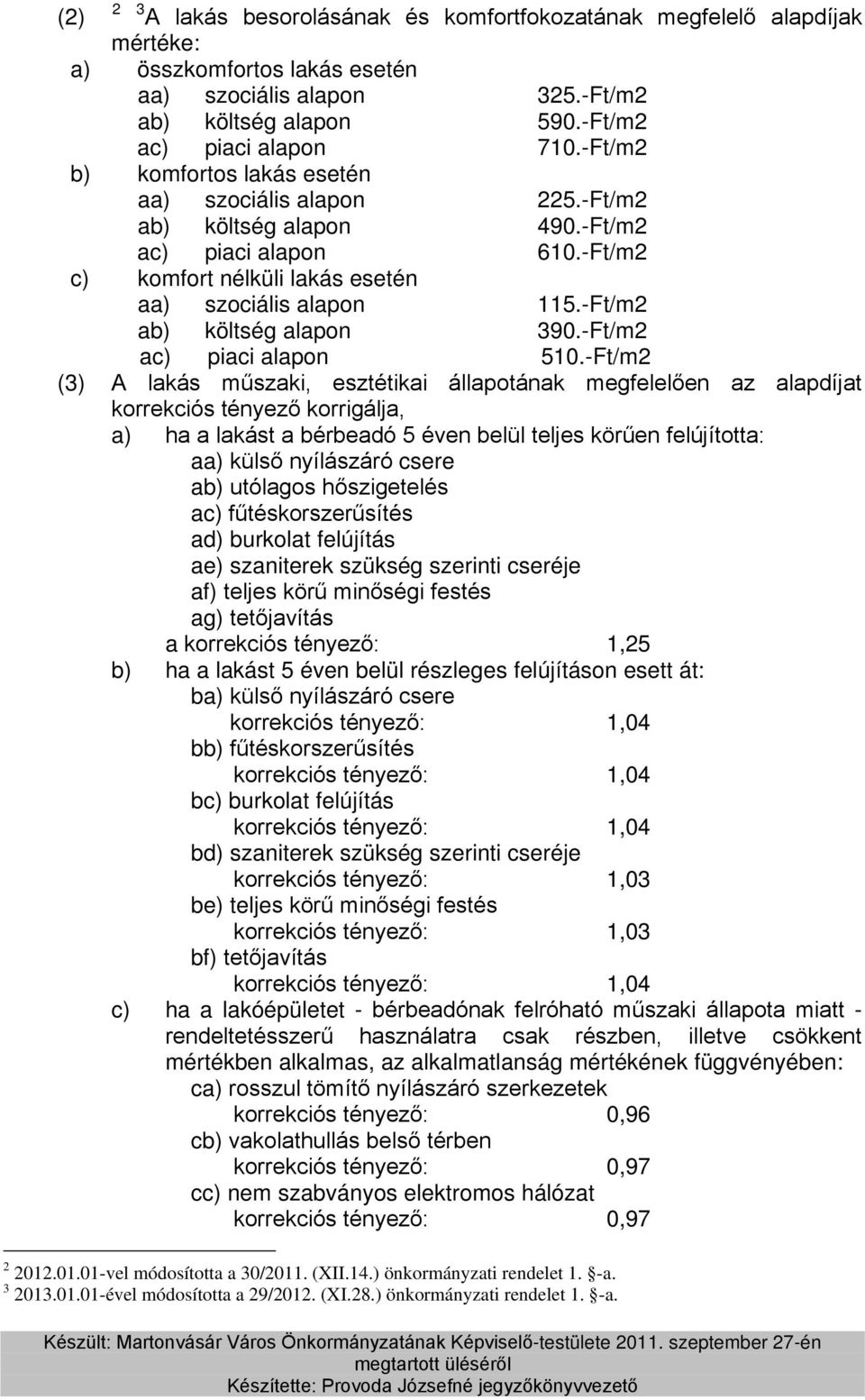 -Ft/m2 ab) költség alapon 390.-Ft/m2 ac) piaci alapon 510.