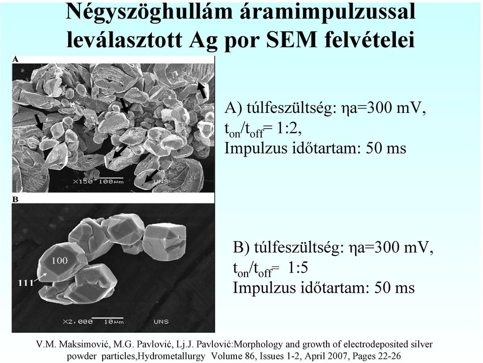 Impulzus időtartam: 50 ms V.M. Maksimović, M.G. Pavlović, Lj.J.