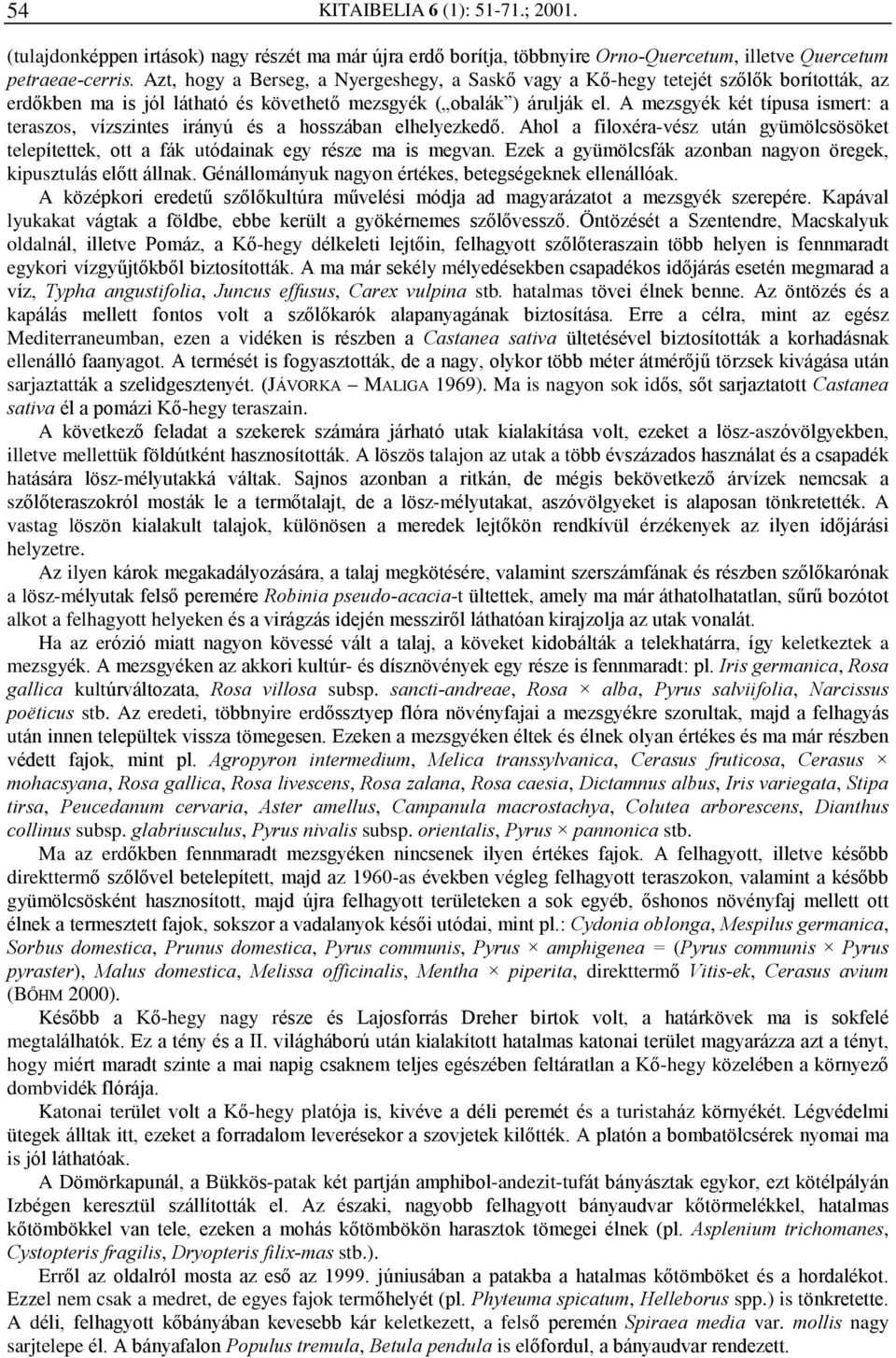 A mezsgyék két típusa ismert: a teraszos, vízszintes irányú és a hosszában elhelyezkedõ. Ahol a filoxéra-vész után gyümölcsösöket telepítettek, ott a fák utódainak egy része ma is megvan.