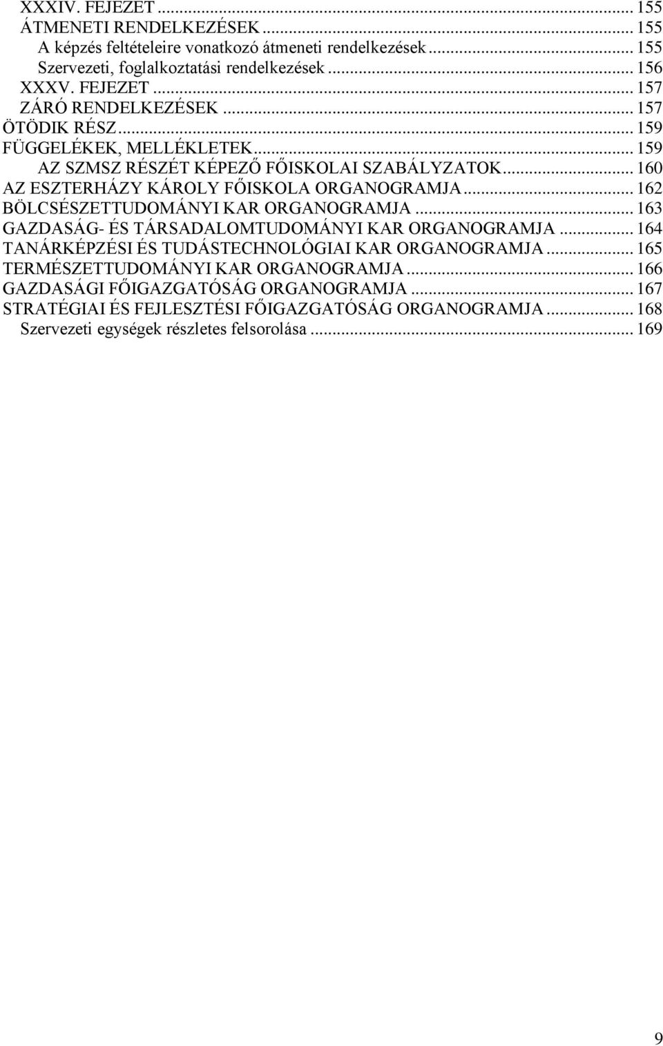 .. 162 BÖLCSÉSZETTUDOMÁNYI KAR ORGANOGRAMJA... 163 GAZDASÁG- ÉS TÁRSADALOMTUDOMÁNYI KAR ORGANOGRAMJA... 164 TANÁRKÉPZÉSI ÉS TUDÁSTECHNOLÓGIAI KAR ORGANOGRAMJA.