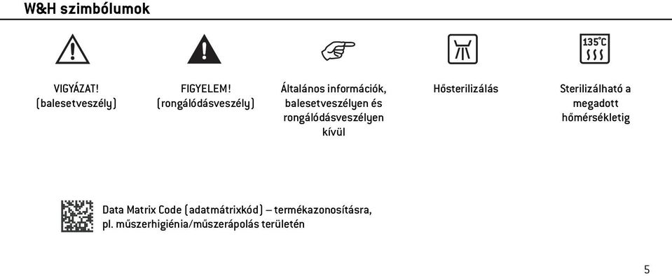 rongálódásveszélyen kívül Hősterilizálás Sterilizálható a megadott