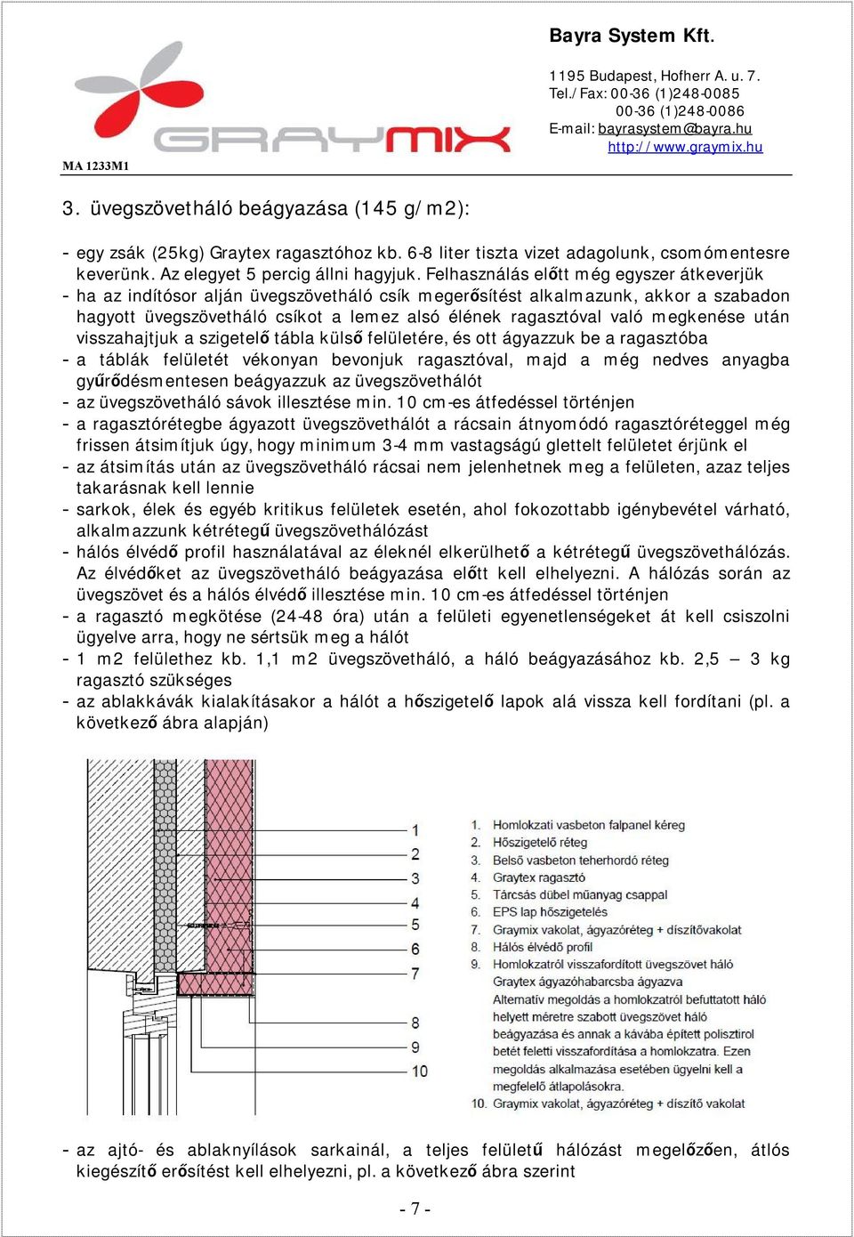 megkenése után visszahajtjuk a szigetelő tábla külső felületére, és ott ágyazzuk be a ragasztóba - a táblák felületét vékonyan bevonjuk ragasztóval, majd a még nedves anyagba gyűrődésmentesen