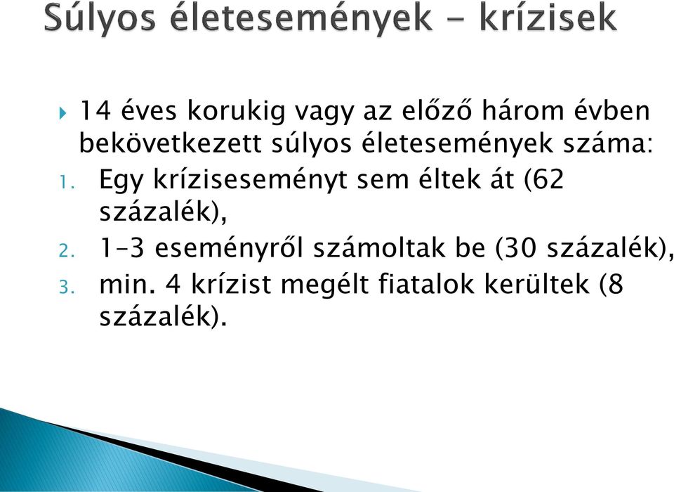 Egy kríziseseményt sem éltek át (62 százalék), 2.