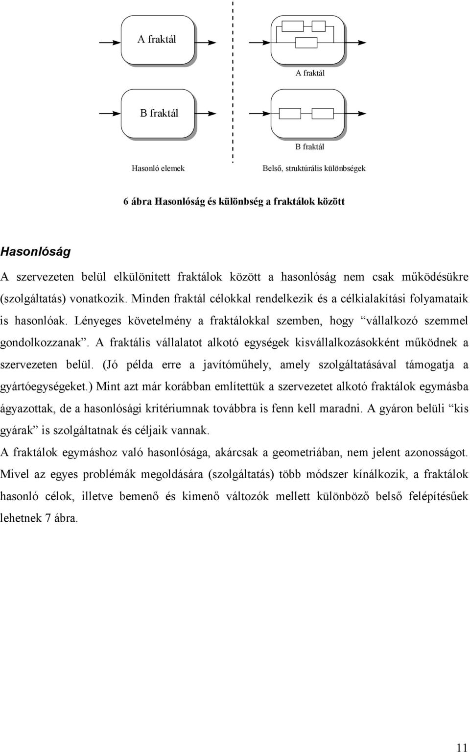 Lényeges követelmény a fraktálokkal szemben, hogy vállalkozó szemmel gondolkozzanak. A fraktális vállalatot alkotó egységek kisvállalkozásokként működnek a szervezeten belül.