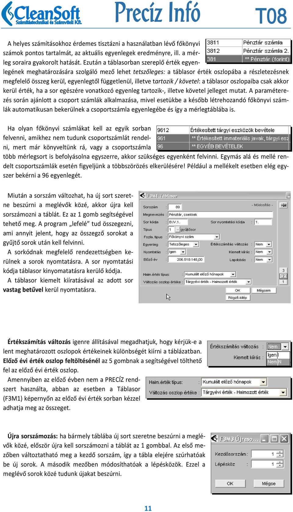 tartozik / követel: a táblasor oszlopaiba csak akkor kerül érték, ha a sor egészére vonatkozó egyenleg tartozik, illetve követel jelleget mutat.