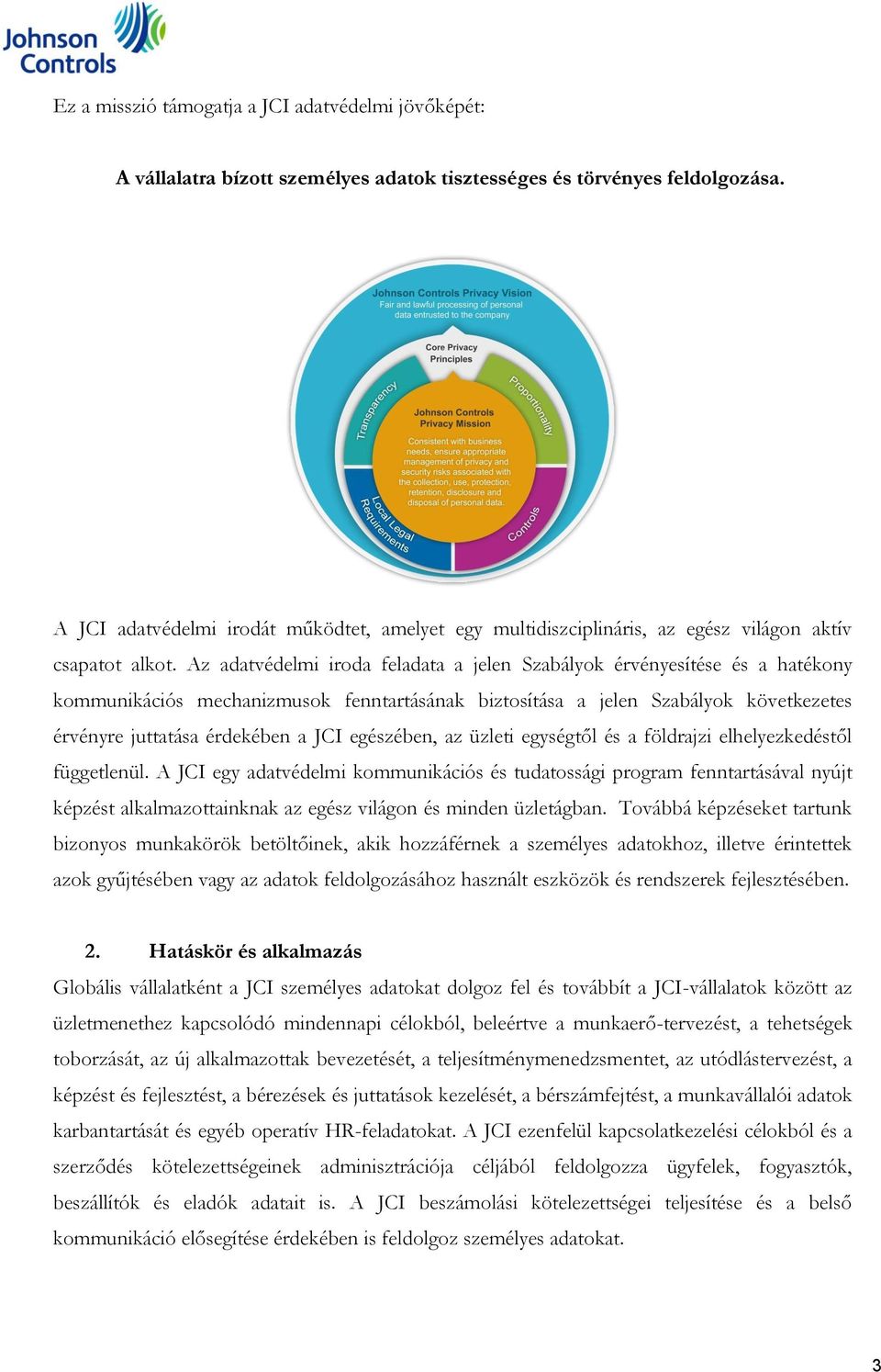 Az adatvédelmi iroda feladata a jelen Szabályok érvényesítése és a hatékony kommunikációs mechanizmusok fenntartásának biztosítása a jelen Szabályok következetes érvényre juttatása érdekében a JCI