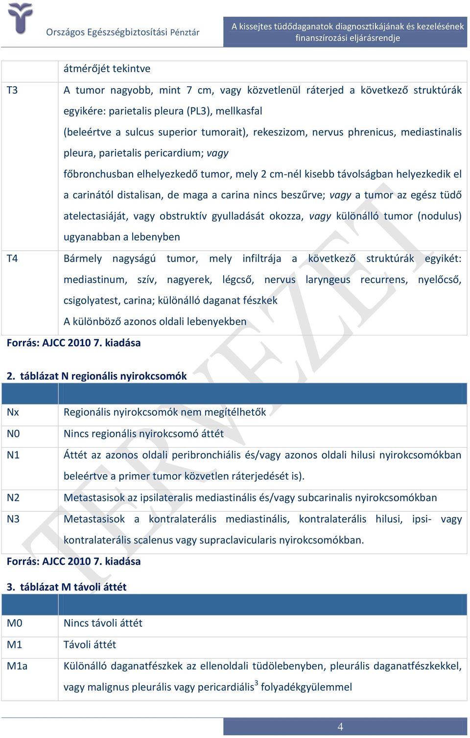 beszűrve; vagy a tumor az egész tüdő atelectasiáját, vagy obstruktív gyulladását okozza, vagy különálló tumor (nodulus) ugyanabban a lebenyben T4 Bármely nagyságú tumor, mely infiltrája a következő