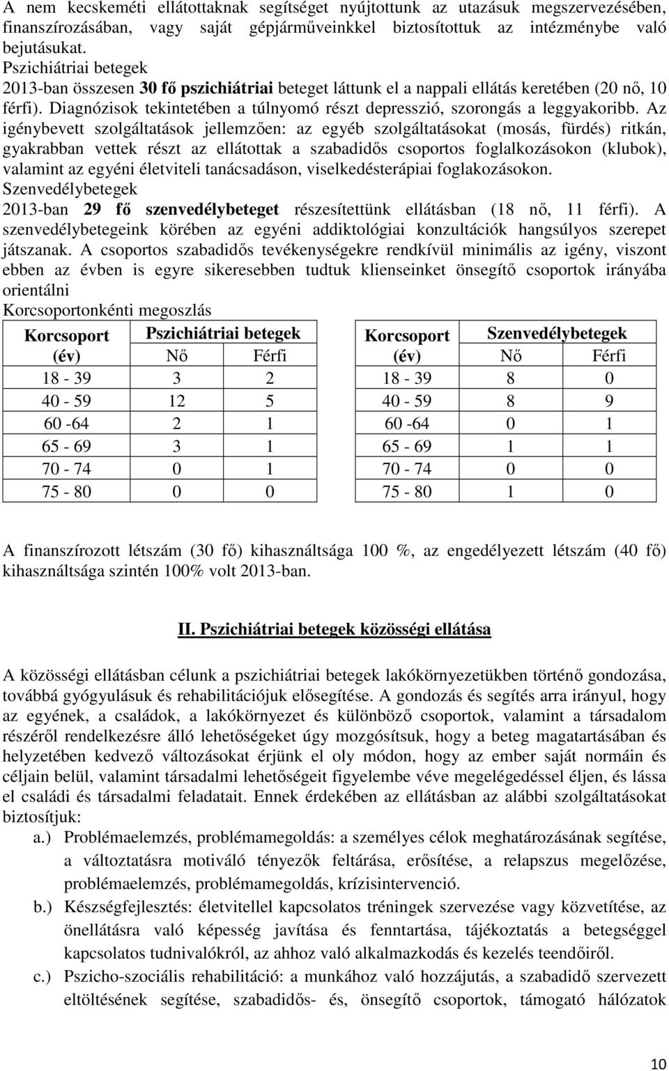 Diagnózisok tekintetében a túlnyomó részt depresszió, szorongás a leggyakoribb.