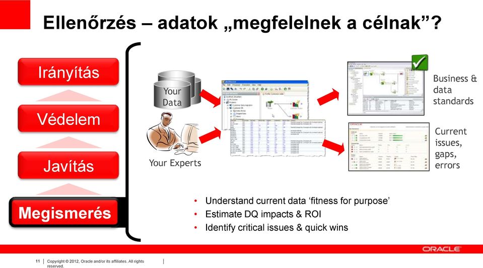 Current issues, gaps, errors Megismerés Understand current data fitness for