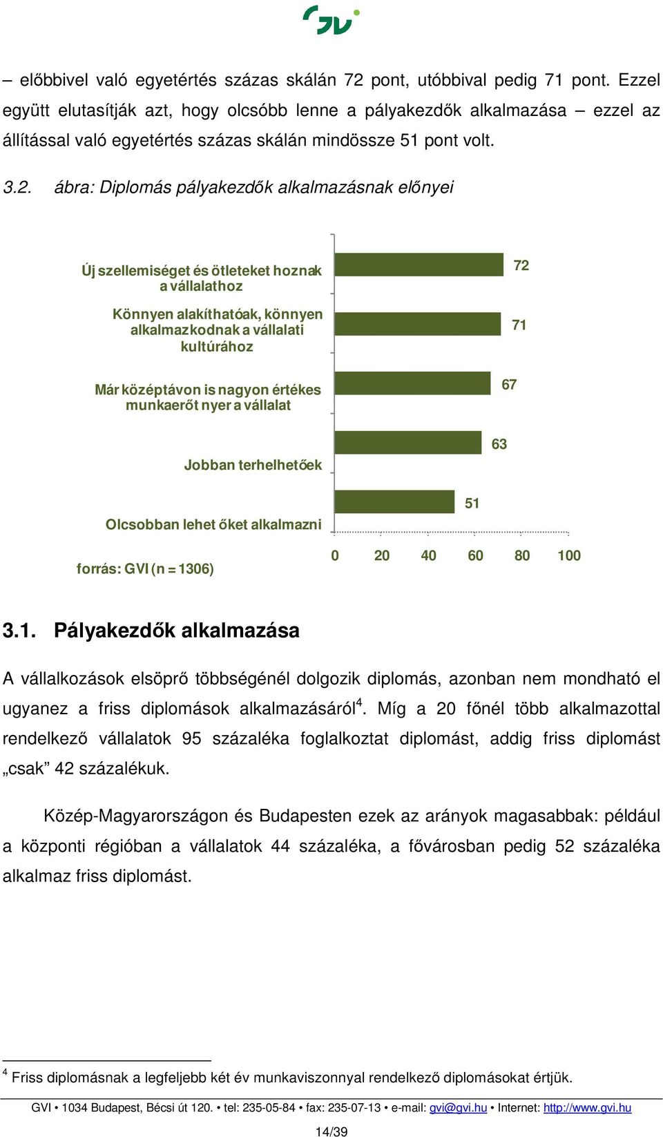 ábra: Diplomás pályakezdők alkalmazásnak előnyei Új szellemiséget és ötleteket hoznak a vállalathoz Könnyen alakíthatóak, könnyen alkalmazkodnak a vállalati kultúrához Már középtávon is nagyon