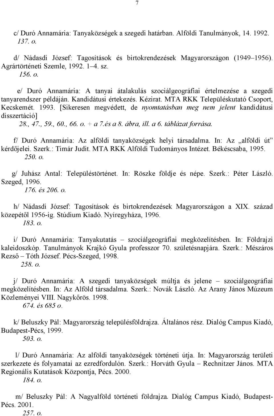 MTA RKK Településkutató Csoport, Kecskemét. 1993. [Sikeresen megvédett, de nyomtatásban meg nem jelent kandidátusi disszertáció] 28., 47., 59., 60., 66. o. + a 7.és a 8. ábra, ill. a 6.