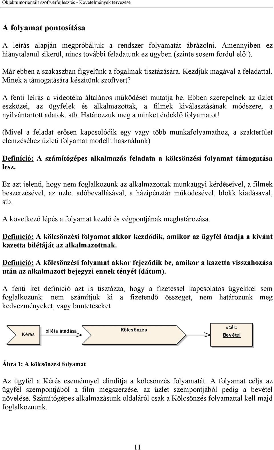 Ebben szerepelnek az üzlet eszközei, az ügyfelek és alkalmazottak, a filmek kiválasztásának módszere, a nyilvántartott adatok, stb. Határozzuk meg a minket érdeklő folyamatot!