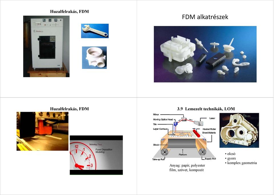 9 Lemezelt technikák, LOM Anyag: papír,