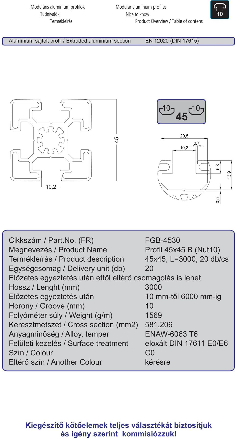 (FR) Megnevezés / Product Name Termékleírás / Product description Egységcsomag / Delivery unit (db) 20 Előzetes egyeztetés után ettől eltérő csomagolás is lehet Hossz / Lenght (mm) Előzetes