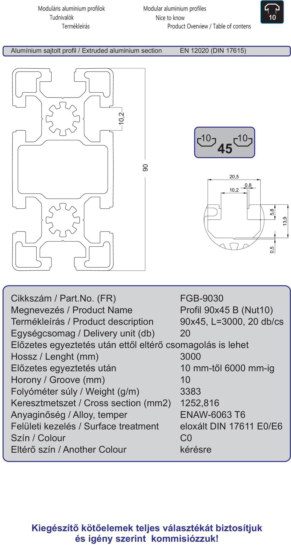 (FR) Megnevezés / Product Name Termékleírás / Product description Egységcsomag / Delivery unit (db) 20 Előzetes egyeztetés után ettől eltérő csomagolás is lehet Hossz / Lenght (mm) Előzetes