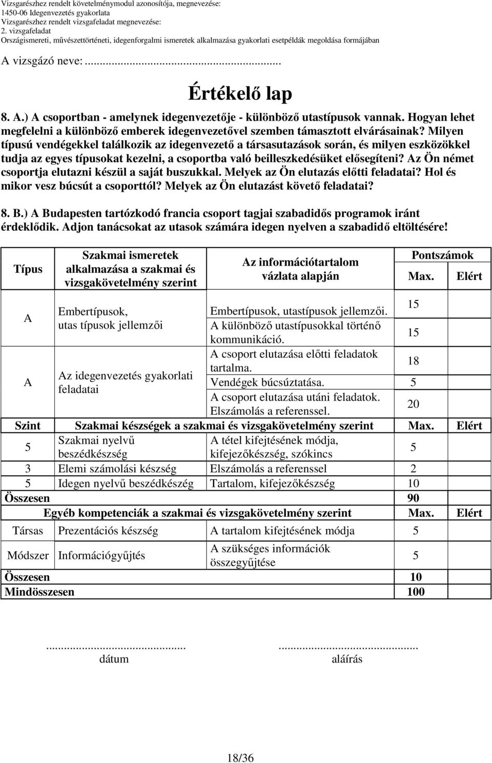 Milyen típusú vendégekkel találkozik az idegenvezetı a társasutazások során, és milyen eszközökkel tudja az egyes típusokat kezelni, a csoportba való beilleszkedésüket elısegíteni?