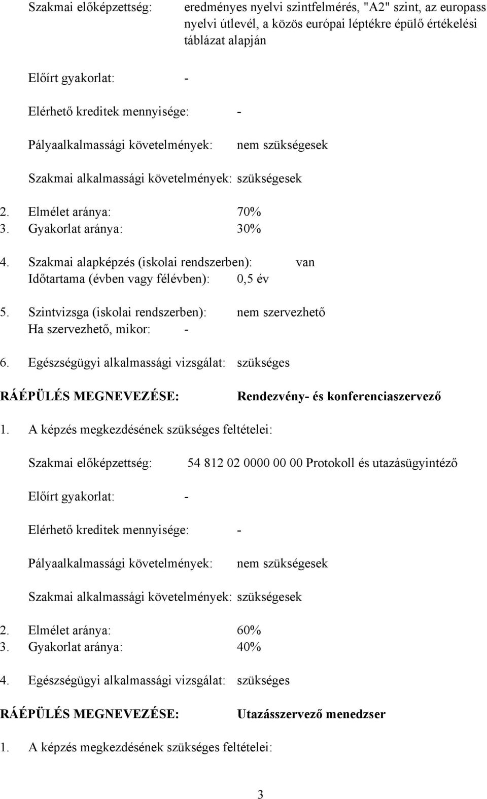 Szakmai alapképzés (iskolai rendszerben): van Időtartama (évben vagy félévben): 0,5 év 5. 6.