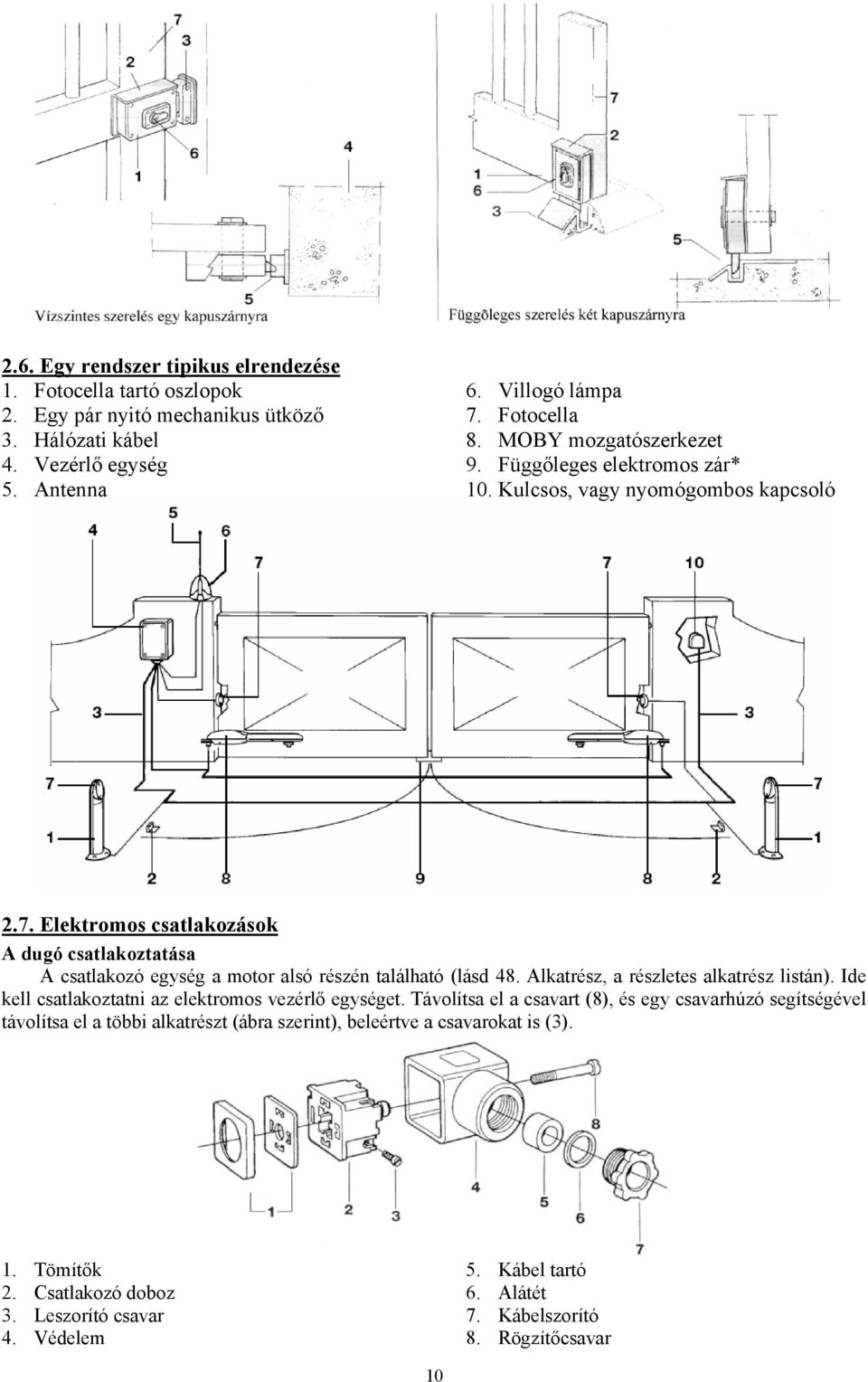 Elektromos csatlakozások A dugó csatlakoztatása A csatlakozó egység a motor alsó részén található (lásd 48. Alkatrész, a részletes alkatrész listán).