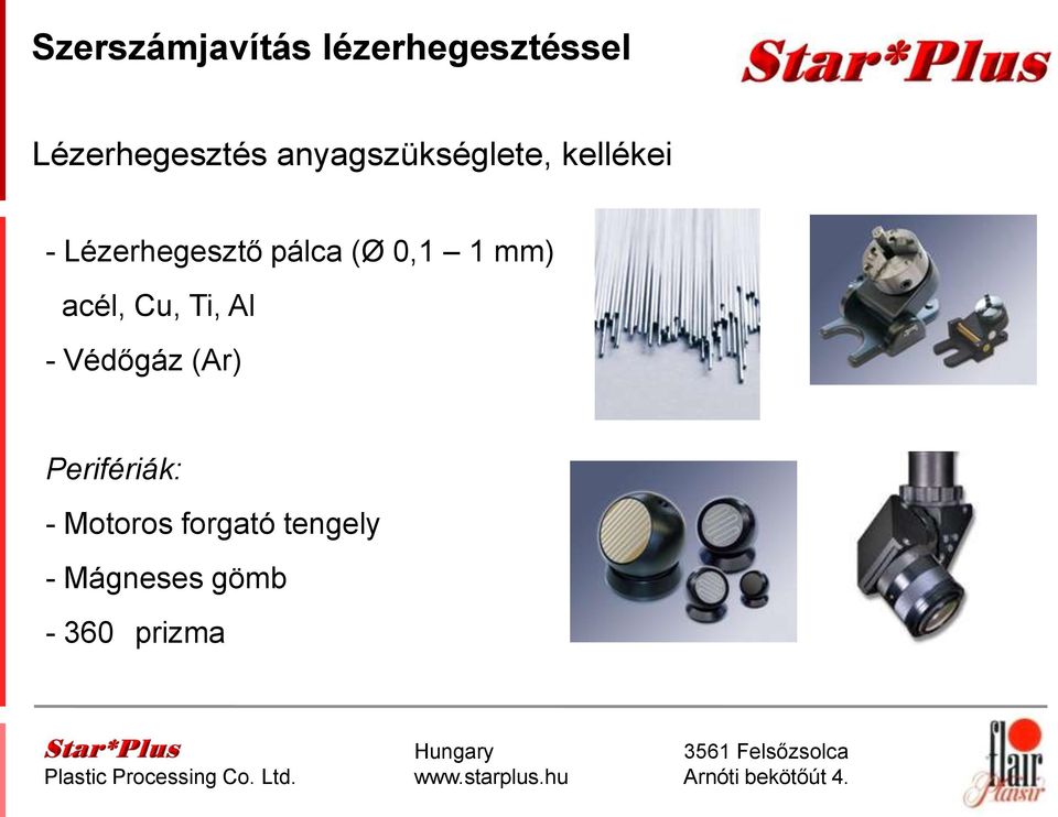 0,1 1 mm) acél, Cu, Ti, Al - Védőgáz (Ar)