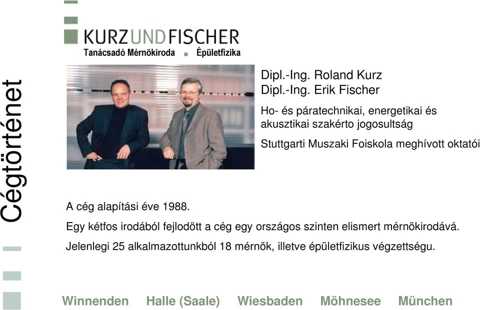 Erik Fischer Ho- és páratechnikai, energetikai és akusztikai szakérto jogosultság Stuttgarti Muszaki Foiskola