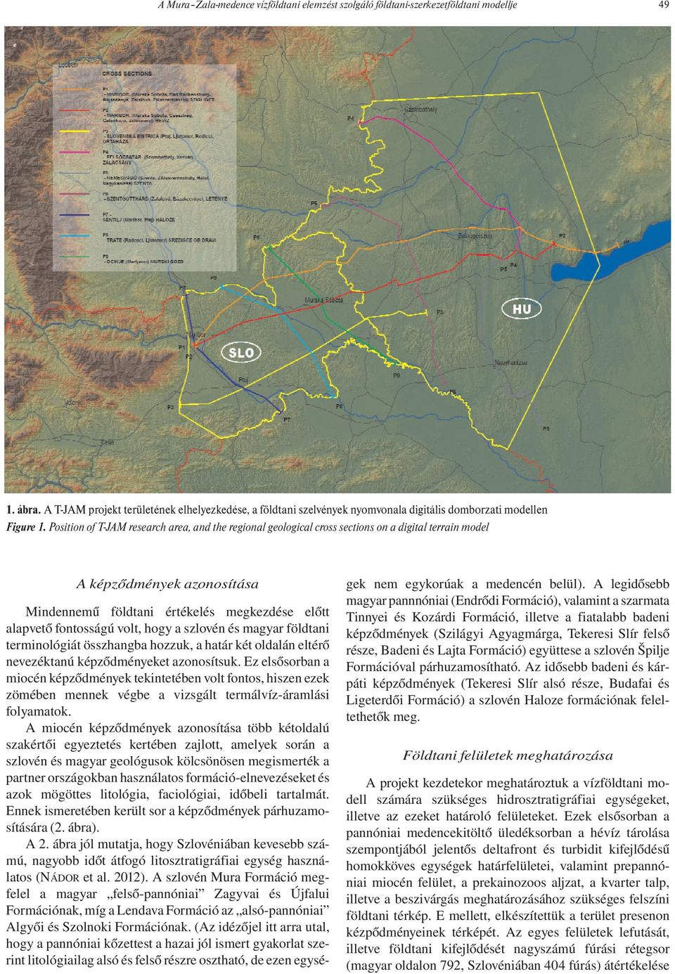 Position of T-JAM research area, and the regional geological cross sections on a digital terrain model A képződmények azonosítása Mindennemű földtani értékelés megkezdése előtt alapvető fontosságú