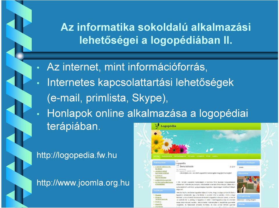 lehetőségek (e-mail, primlista, Skype), Honlapok online alkalmazása a