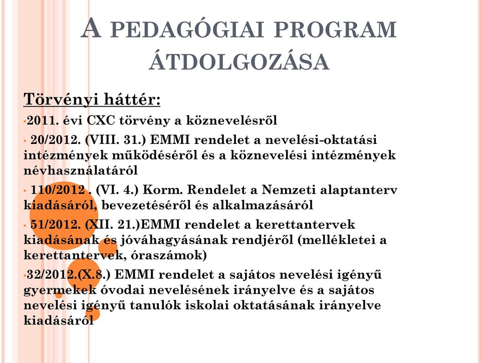 Rendelet a Nemzeti alaptanterv kiadásáról, bevezetéséről és alkalmazásáról 51/2012. (XII. 21.