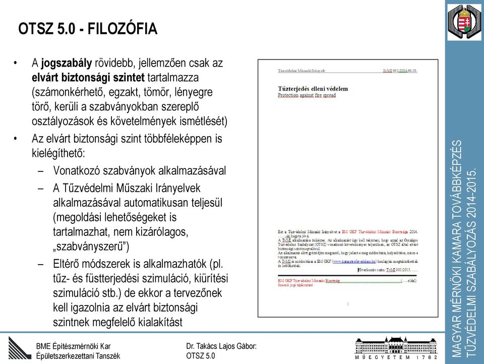 Műszaki Irányelvek alkalmazásával automatikusan teljesül (megoldási lehetőségeket is tartalmazhat, nem kizárólagos, szabványszerű ) Eltérő módszerek is