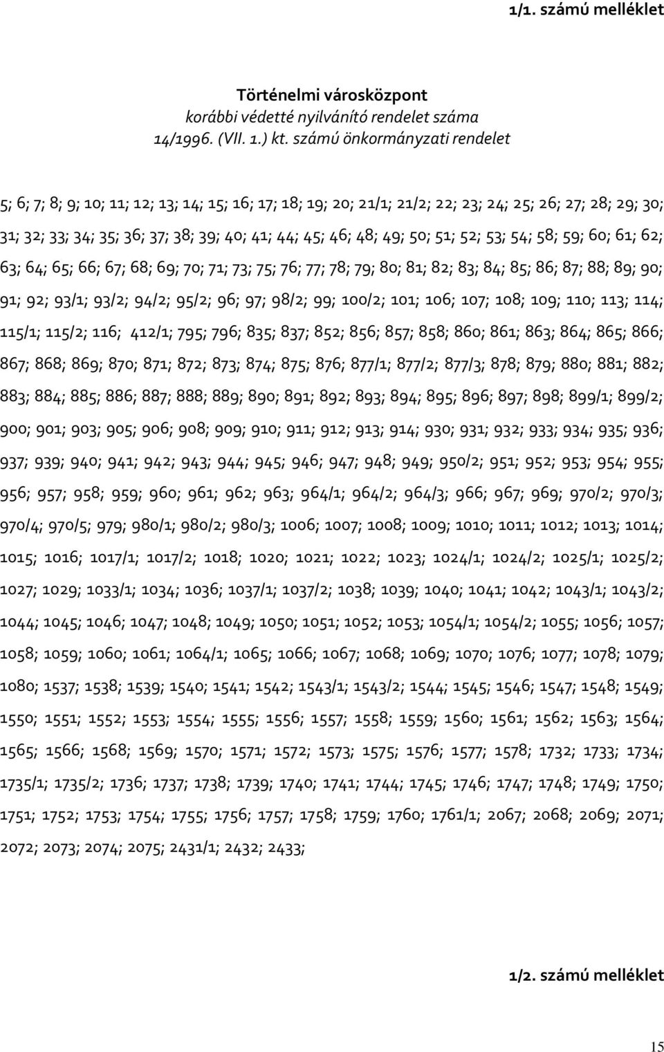 50; 51; 52; 53; 54; 58; 59; 60; 61; 62; 63; 64; 65; 66; 67; 68; 69; 70; 71; 73; 75; 76; 77; 78; 79; 80; 81; 82; 83; 84; 85; 86; 87; 88; 89; 90; 91; 92; 93/1; 93/2; 94/2; 95/2; 96; 97; 98/2; 99;