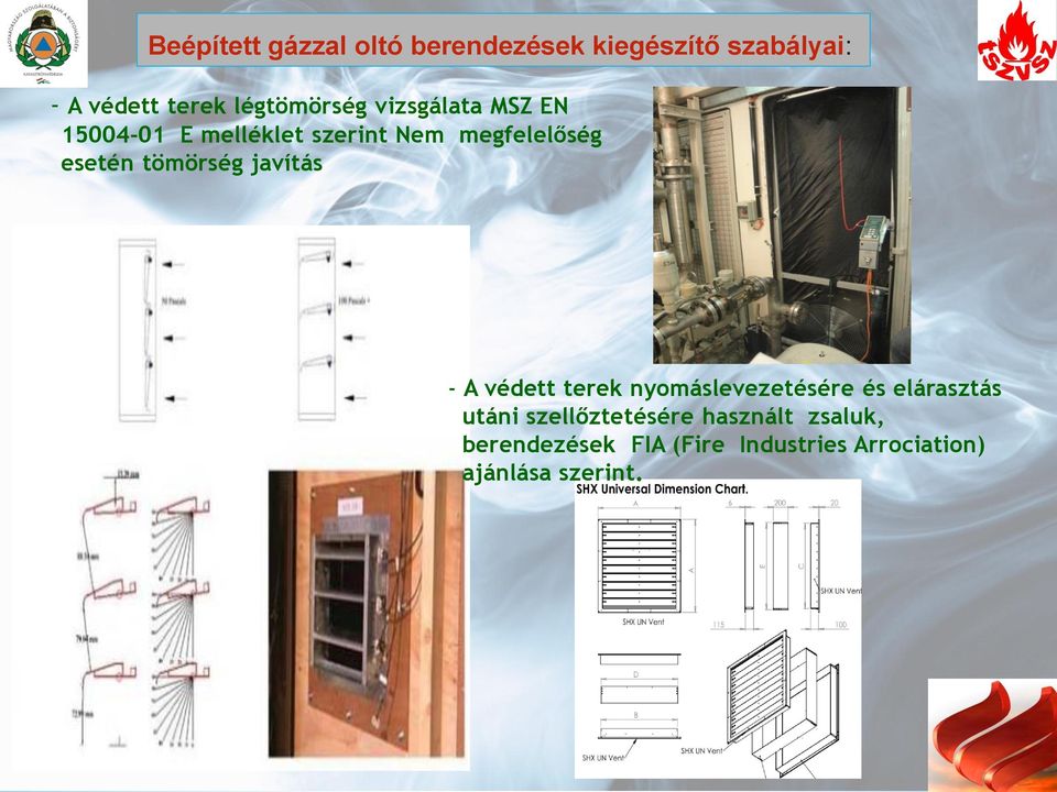 esetén tömörség javítás - A védett terek nyomáslevezetésére és elárasztás utáni