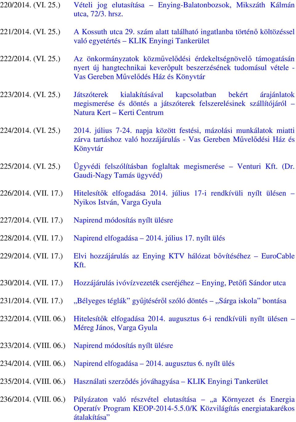 ) Az önkormányzatok közművelődési érdekeltségnövelő támogatásán nyert új hangtechnikai keverőpult beszerzésének tudomásul vétele - Vas Gereben Művelődés Ház és Könyvtár 223/2014. (VI. 25.