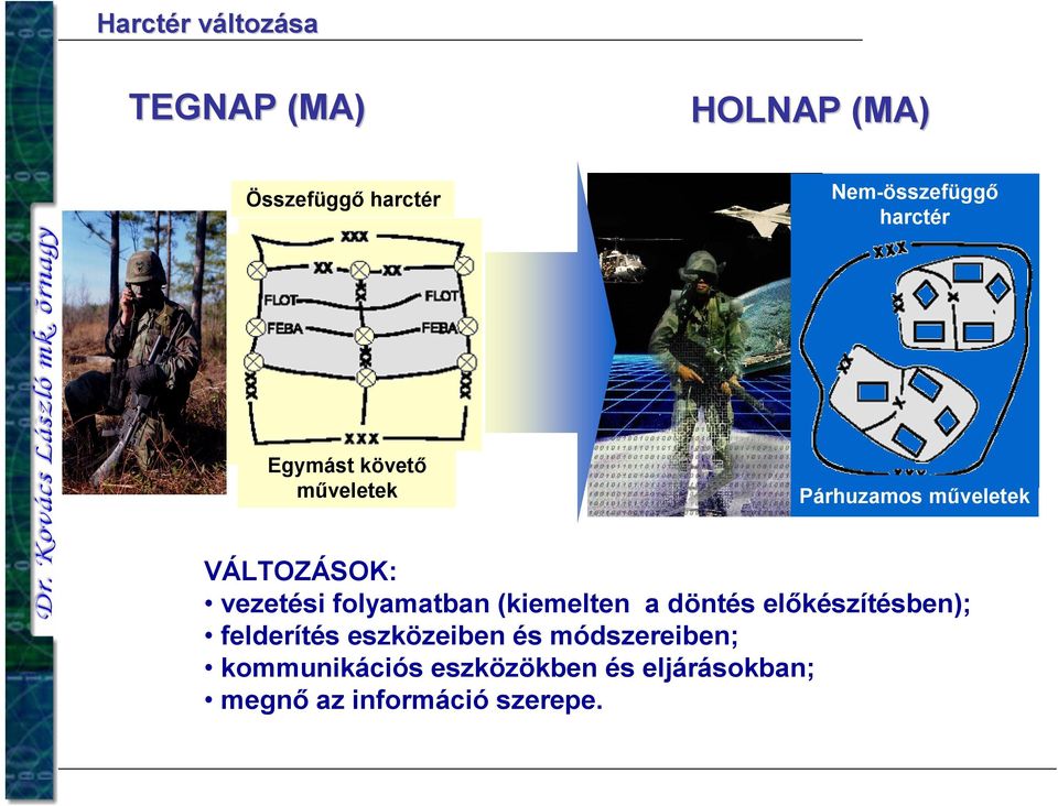 folyamatban (kiemelten a döntés előkészítésben); felderítés eszközeiben és