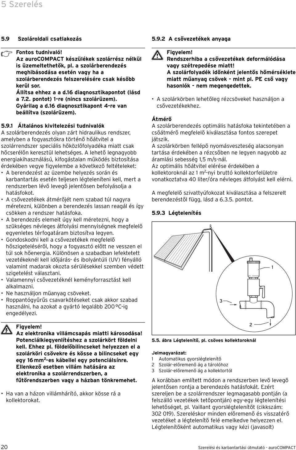 Gyárilag a d.6 diagnosztikapont 4-re van beállítva (szolárüzem). 5.9.