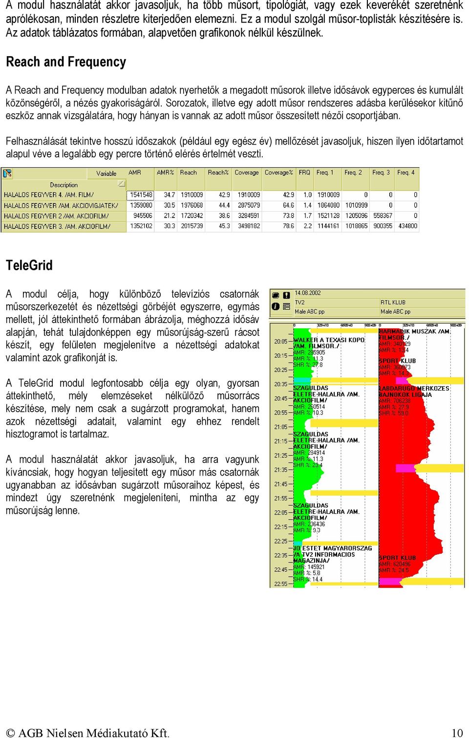 Reach and Frequency A Reach and Frequency modulban adatok nyerhetık a megadott mősorok illetve idısávok egyperces és kumulált közönségérıl, a nézés gyakoriságáról.