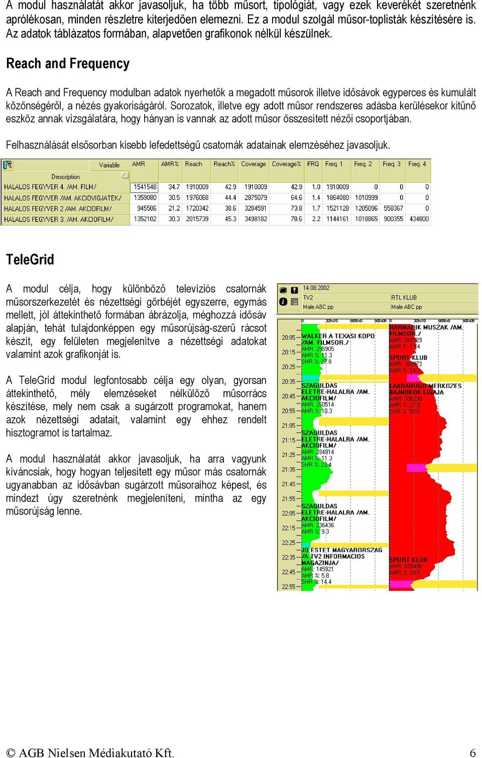 Reach and Frequency A Reach and Frequency modulban adatok nyerhetık a megadott mősorok illetve idısávok egyperces és kumulált közönségérıl, a nézés gyakoriságáról.