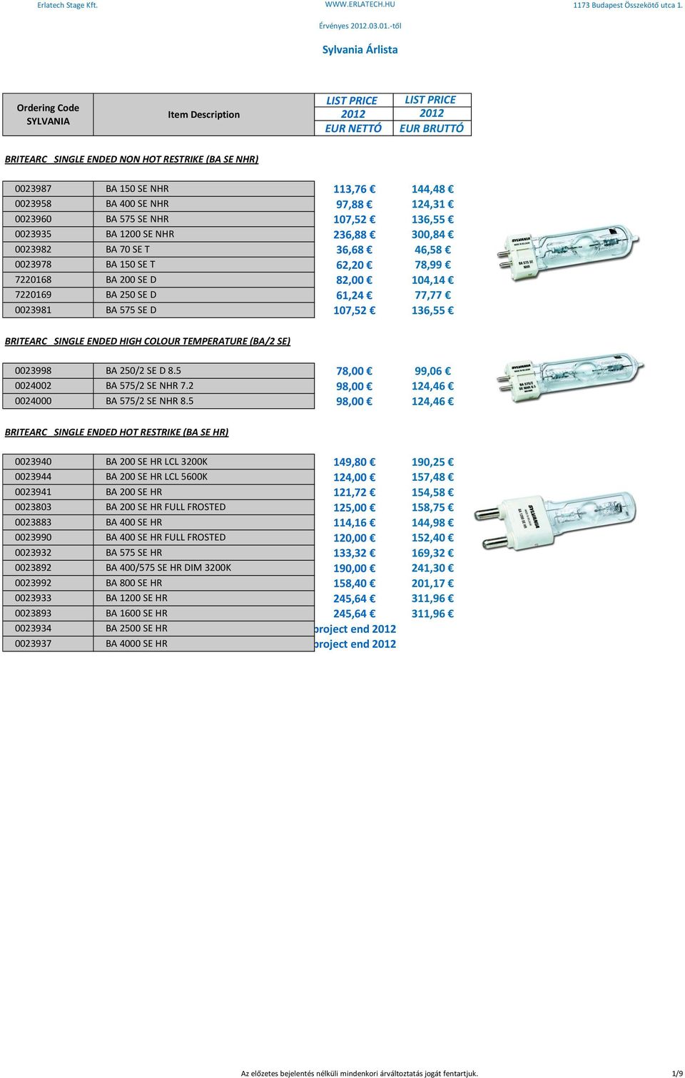 TEMPERATURE (BA/2 SE) 0023998 BA 250/2 SE D 8.5 78,00 99,06 0024002 BA 575/2 SE NHR 7.2 98,00 124,46 0024000 BA 575/2 SE NHR 8.