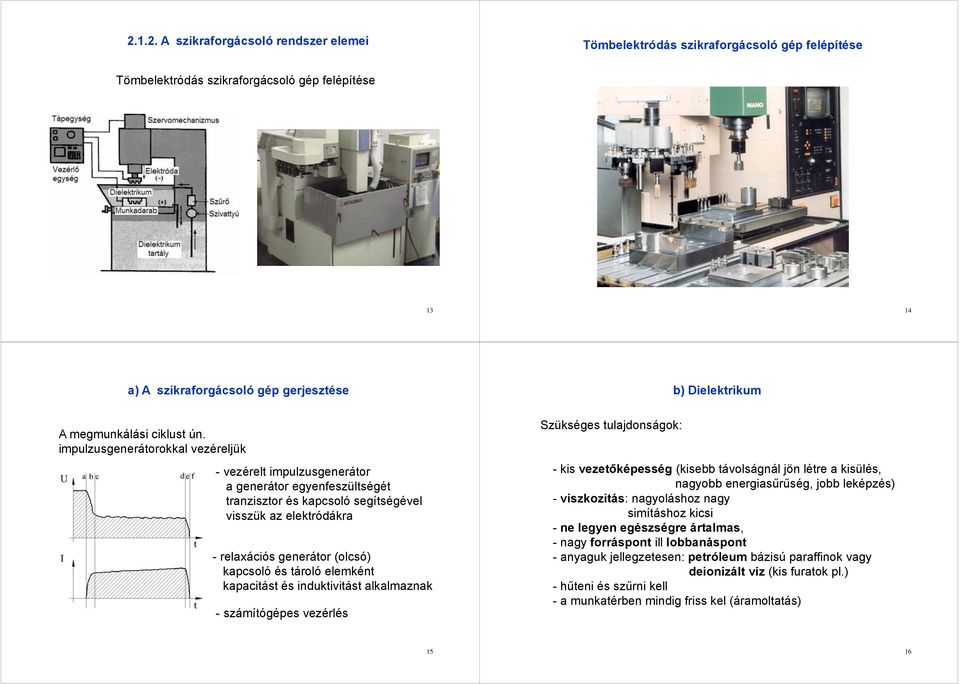 impulzusgenerátorokkal vezéreljük - vezérelt impulzusgenerátor a generátor egyenfeszültségét tranzisztor és kapcsoló segítségével visszük az elektródákra - relaxációs generátor (olcsó) kapcsoló és