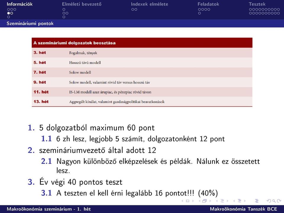 szemináriumvezet által adott 12 2.