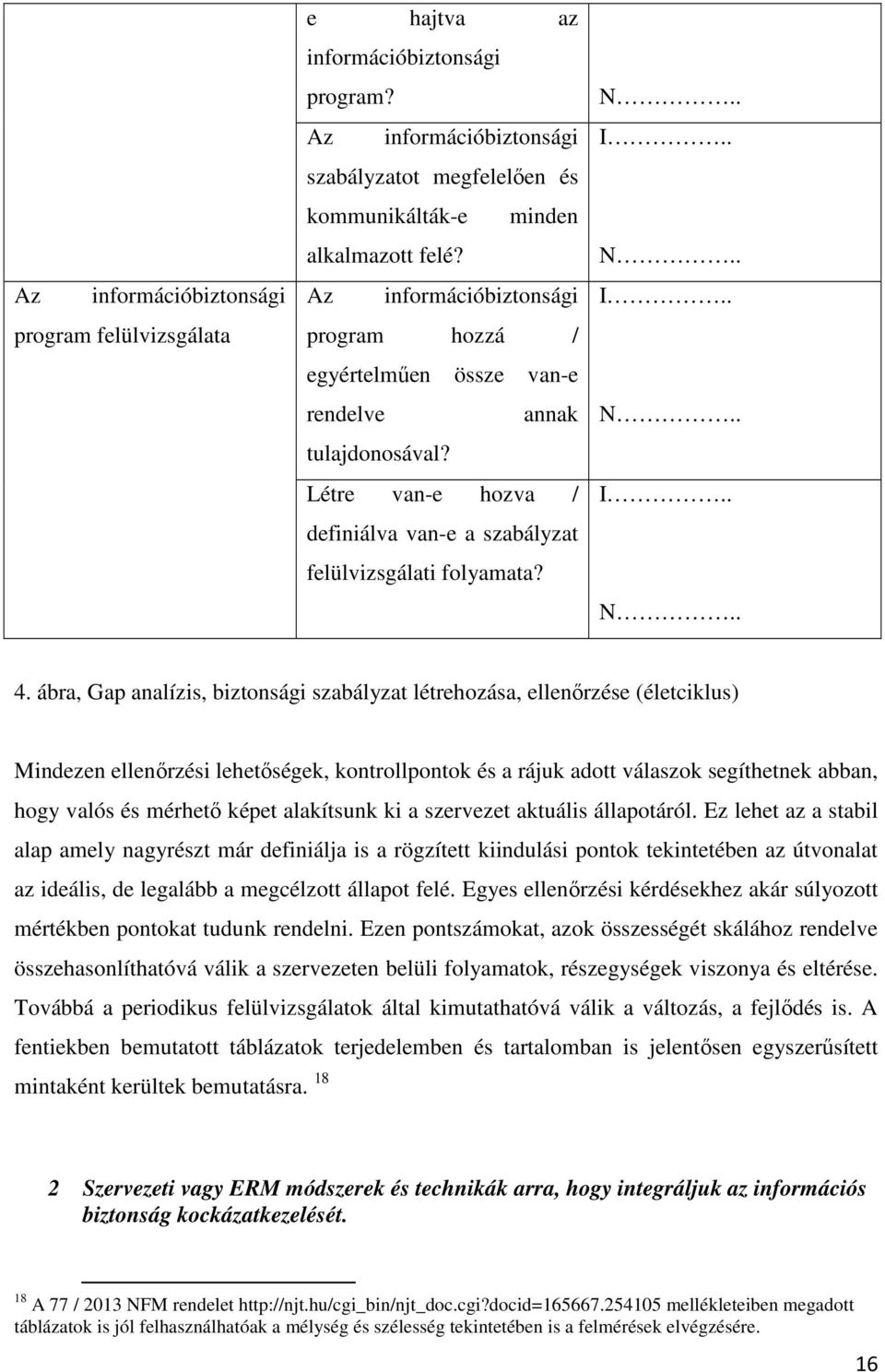 ábra, Gap analízis, biztonsági szabályzat létrehozása, ellenőrzése (életciklus) Mindezen ellenőrzési lehetőségek, kontrollpontok és a rájuk adott válaszok segíthetnek abban, hogy valós és mérhető