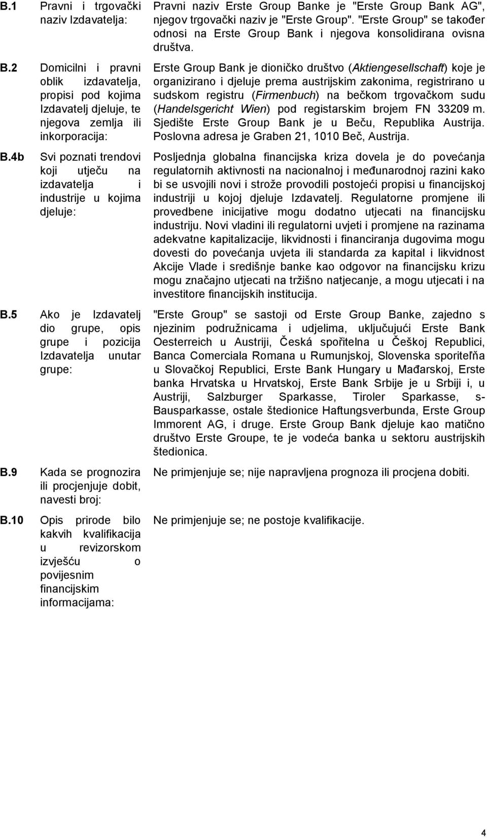 9 Kada se prognozira ili procjenjuje dobit, navesti broj: B.