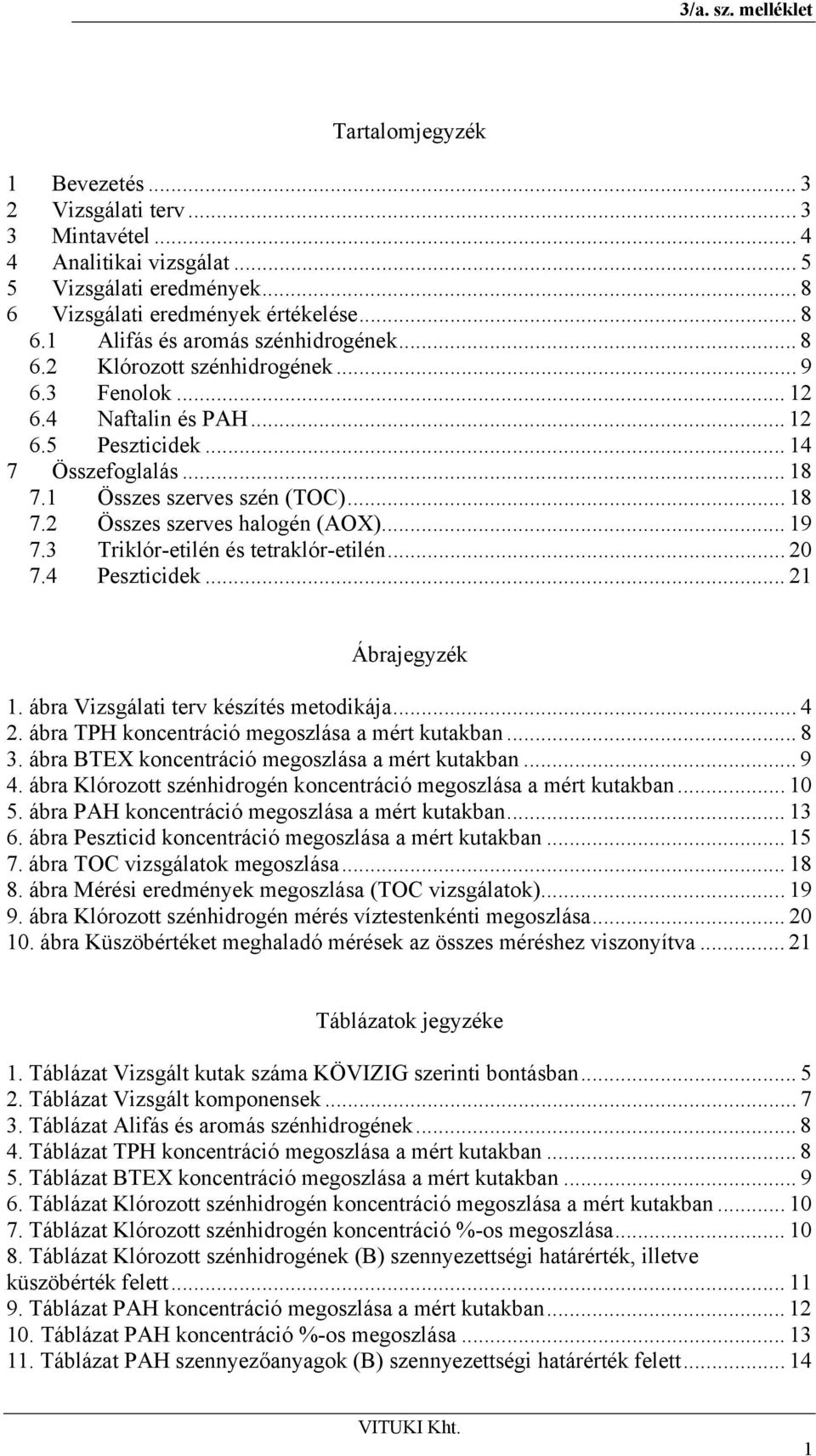 .. 19 7.3 Triklór-etilén és tetraklór-etilén... 20 7.4 Peszticidek... 21 Ábrajegyzék 1. ábra Vizsgálati terv készítés metodikája... 4 2. ábra TPH koncentráció megoszlása a mért kutakban... 8 3.