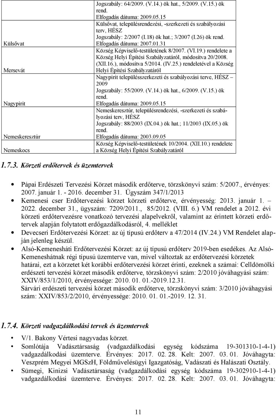 (VI.19.) rendelete a Község Helyi Építési Szabályzatáról, módosítva 20/2008. (XII.16.), módosítva 5/2014. (IV.25.