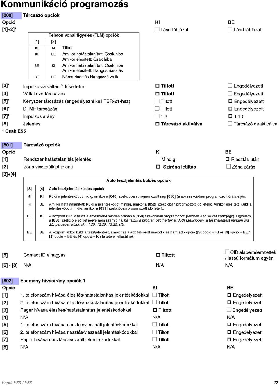 kísérletre Tiltott Engedélyezett [4] Váltakozó tárcsázás Tiltott Engedélyezett [5]* Kényszer tárcsázás (engedélyezni kell TBR-21-hez) Tiltott Engedélyezett [6]* DTMF tárcsázás Tiltott Engedélyezett