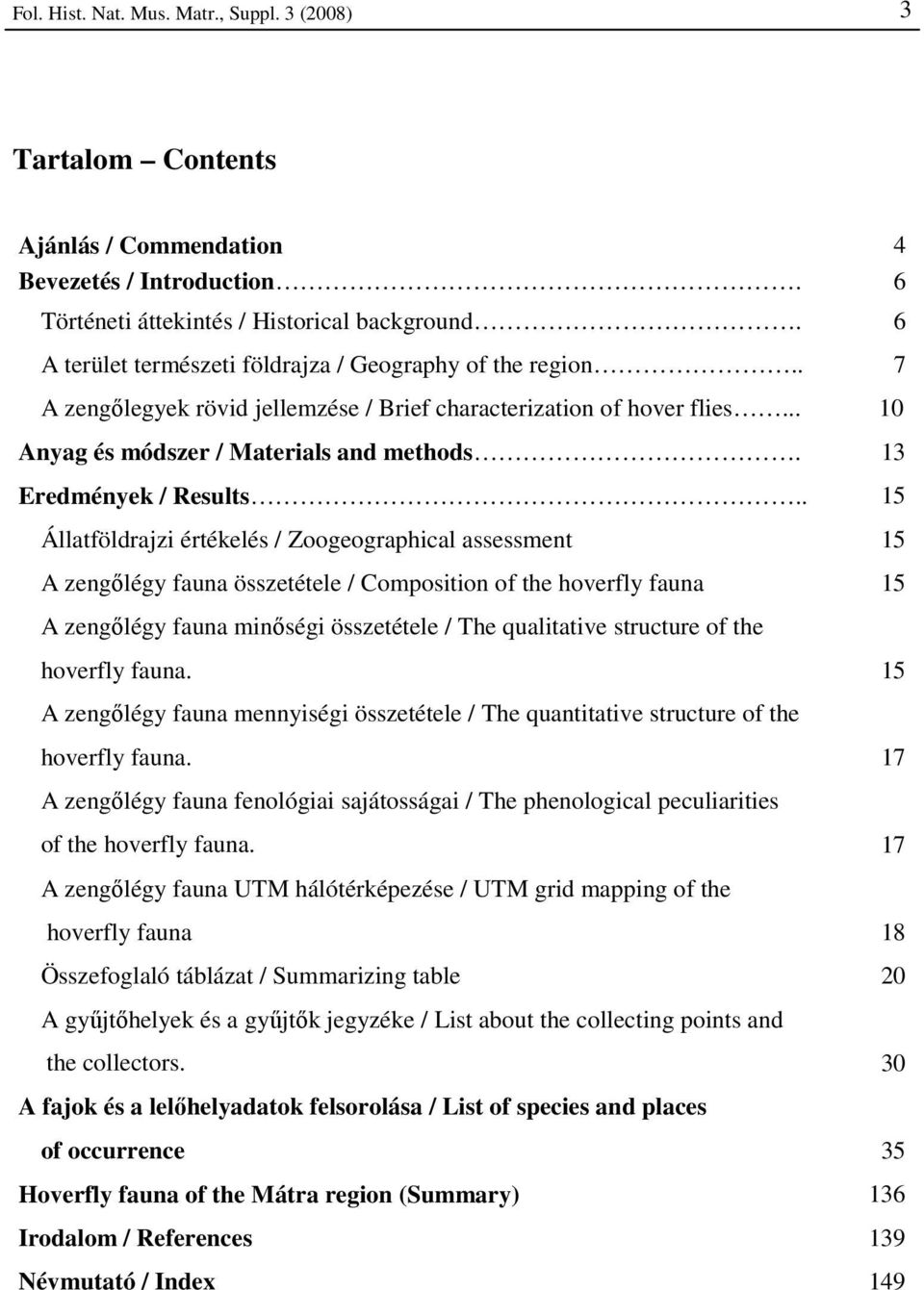 13 Eredmények / Results.