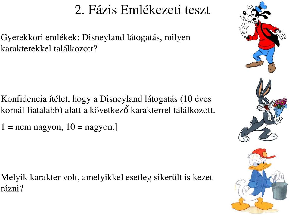 Konfidencia ítélet, hogy a Disneyland látogatás (10 éves kornál fiatalabb)