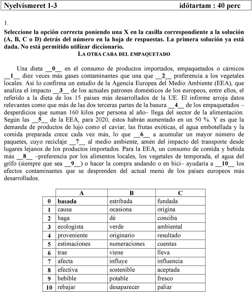 LA OTRA CARA DEL EMPAQUETADO Una dieta 0 en el consumo de productos importados, empaquetados o cárnicos 1 diez veces más gases contaminantes que una que 2 preferencia a los vegetales locales.