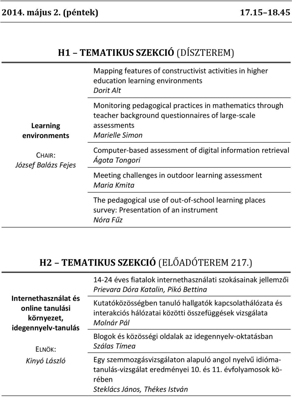 pedagogical practices in mathematics through teacher background questionnaires of large-scale assessments Marielle Simon Computer-based assessment of digital information retrieval Ágota Tongori