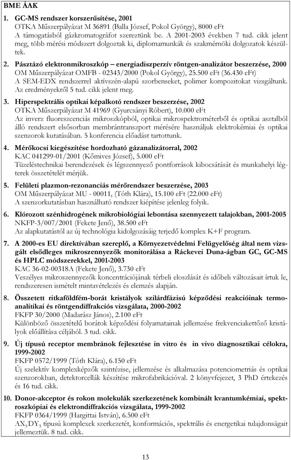 Pásztázó elektronmikroszkóp energiadiszperzív röntgen-analizátor beszerzése, 2000 OM Műszerpályázat OMFB - 02343/2000 (Pokol György), 25.500 eft (36.