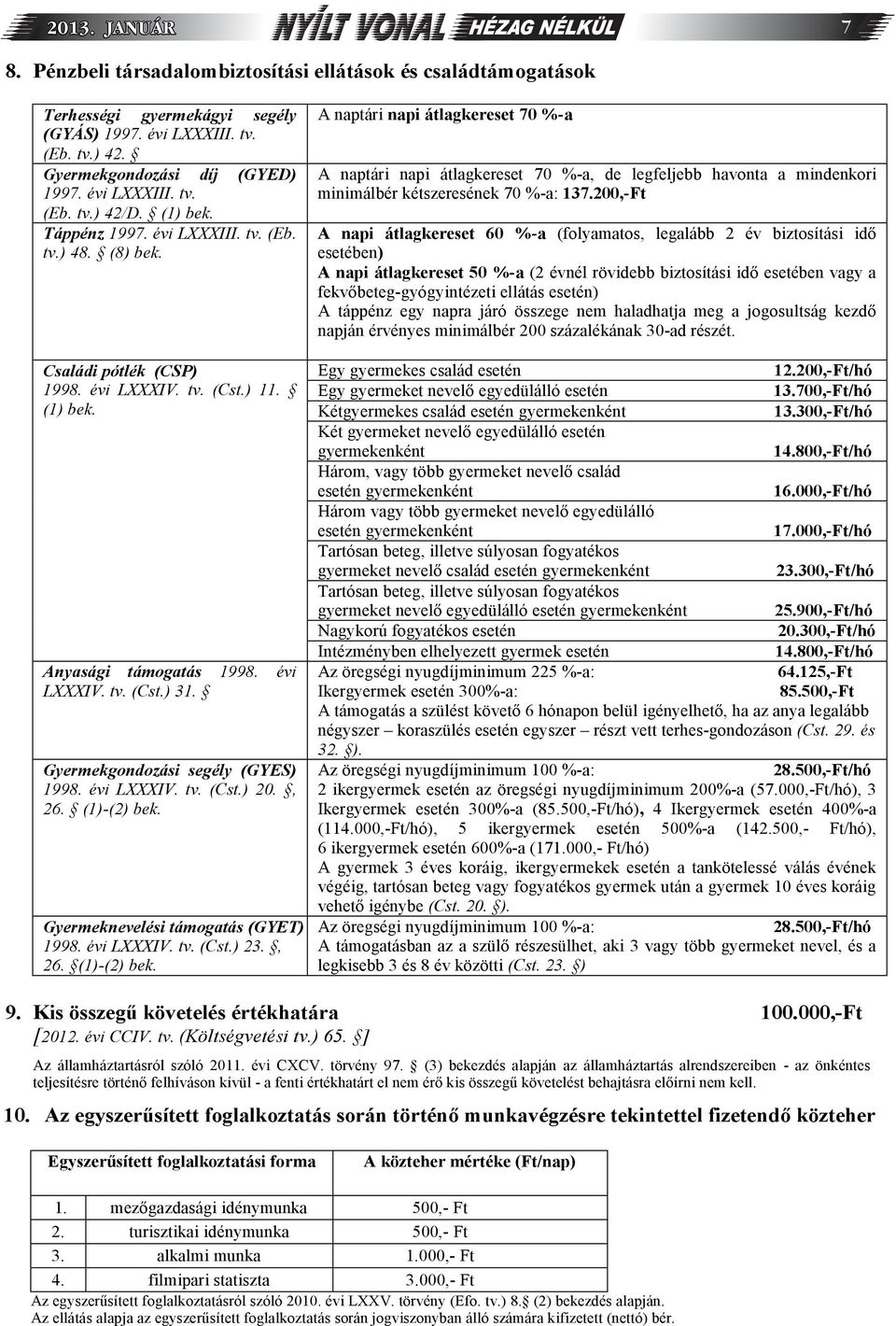 Gyermekgondozási segély (GYES) 1998. évi LXXXIV. tv. (Cst.) 20., 26. (1)-(2) bek.