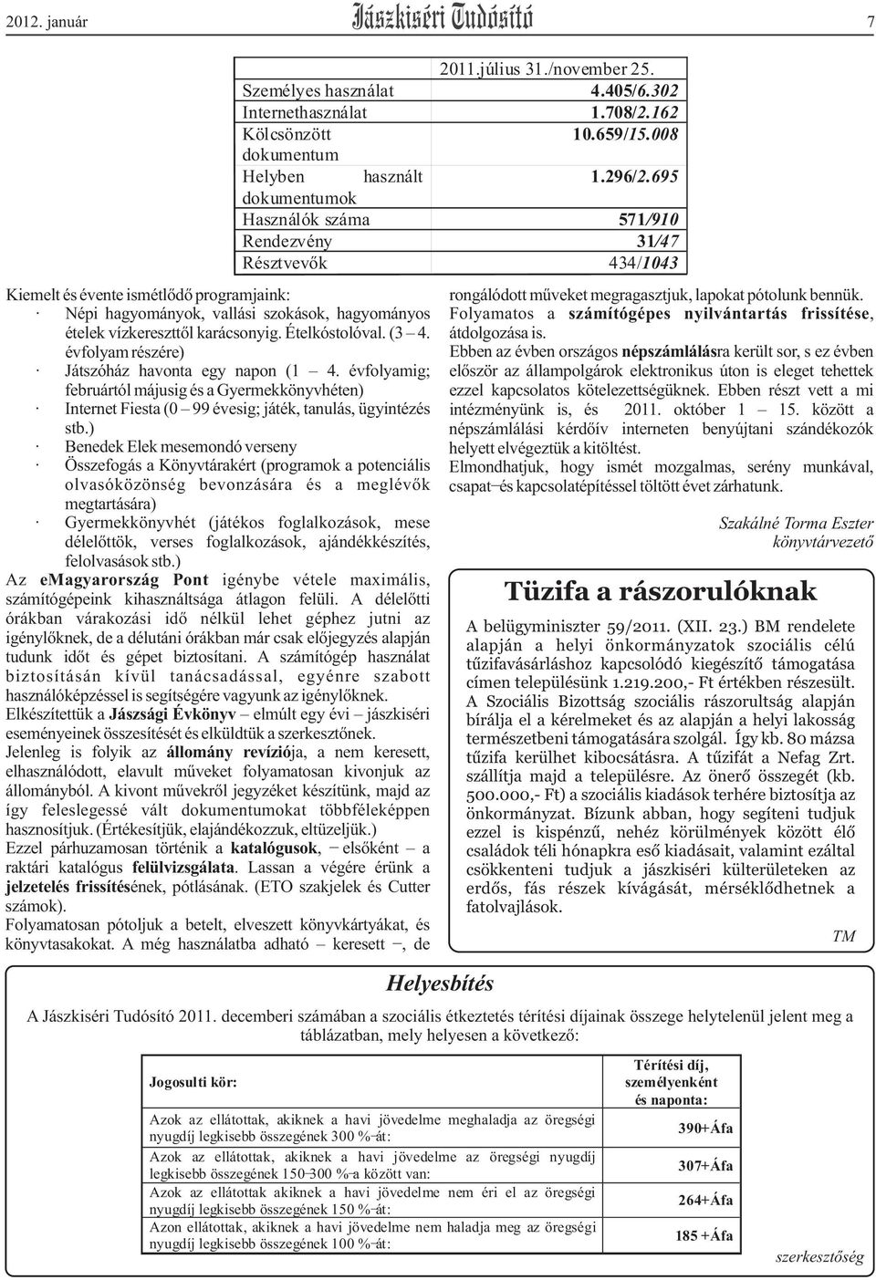 Népi hagyományok, vallási szokások, hagyományos Folyamatos a számítógépes nyilvántartás frissítése, ételek vízkereszttõl karácsonyig. Ételkóstolóval. (3 4. átdolgozása is.